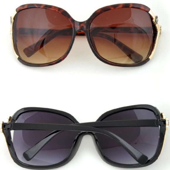 Fashion Oversized Sunglasses Women Brown Black New - Picture 1 of 13